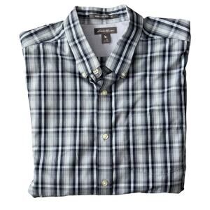 Eddie Bauer Men’s Button Down Shirt Size XL Blue Plaid Classic Fit Wrinkle Free
